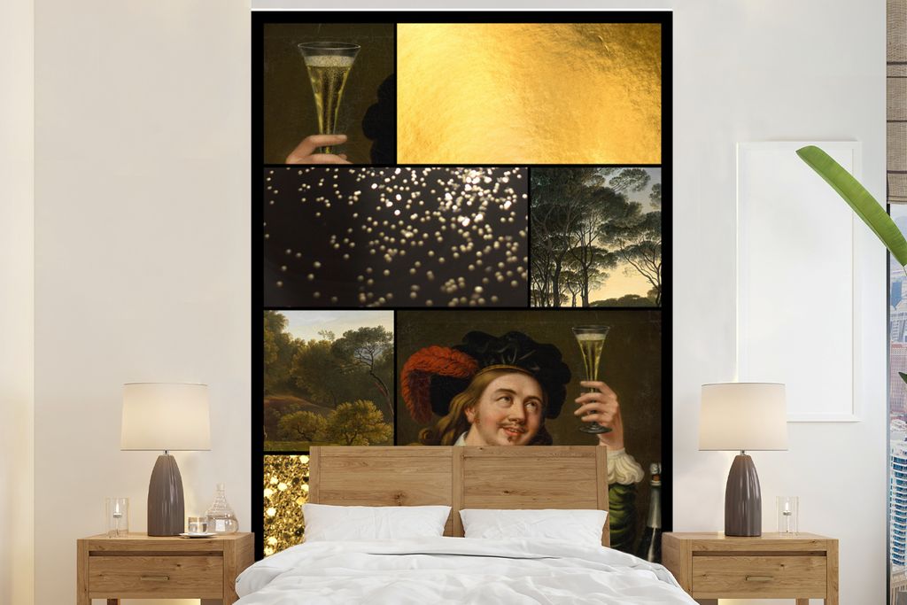 MuchoWow Fototapete für Wohnzimmer oder Schlafzimmer Wandtapete Vinyl Motivtapete Collage - Malerei - Alte Meister - 170x260 cm - Wohnzimmertapete