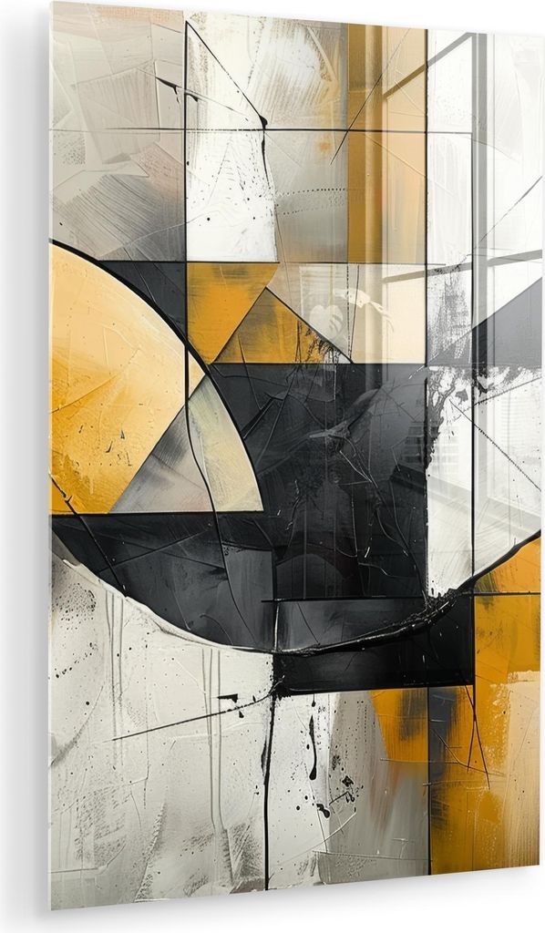 MuchoWow Glasbilder - Bilder auf Wandbild - Foto auf Glas Abstrakt - Kunst - Geometrisch - Ästhetisch 40x60 cm Wanddekoration aus Glas - Acrylglas...