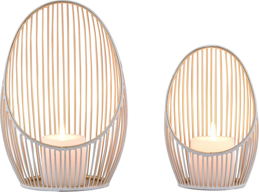 Marrakesch 2er Set Boho Deko Aesthetic Windlichter Metall Draht 28 & 23 cm groß schwarz gold | Windlicht Teelichthalter Palmis als Gartendeko & Wo...