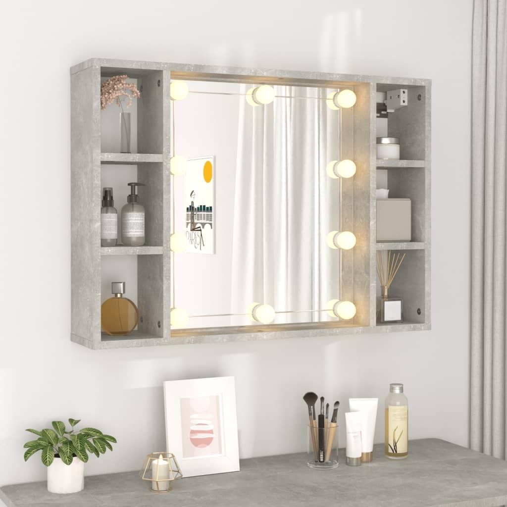 The Living Store Spiegelschrank mit LED Betongrau 76x15x55 Produktbild 