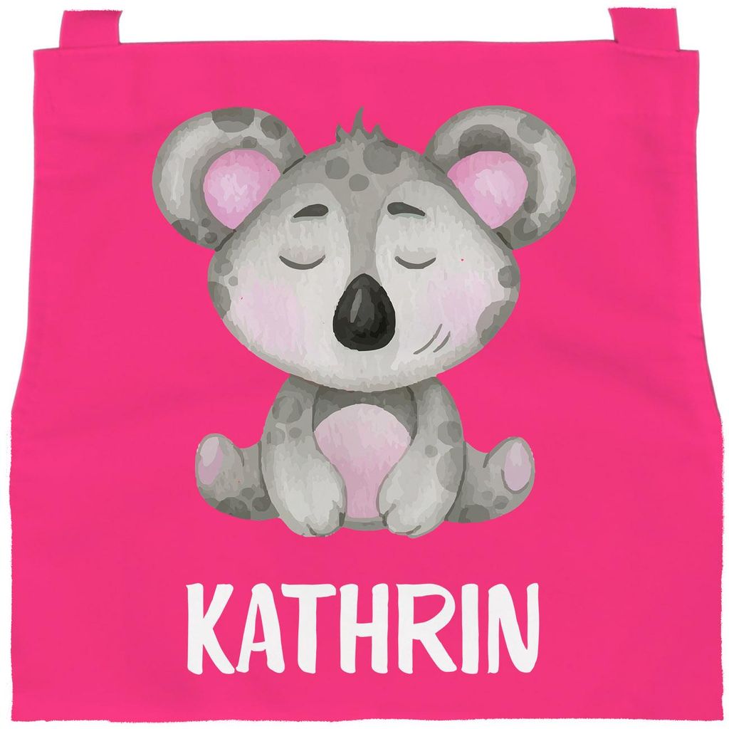 personalisierte Kinderschürze mit Namen Koala-Bär Tiere Küchenschürze Malschürze Bastelschürze Kinder SpecialMe pink 6-10 Jahre