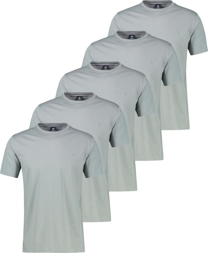 LERROS 5er Pack Basic T-Shirt Atmungsaktive Baumwolle, Logo Stitch Design, Normale Passform