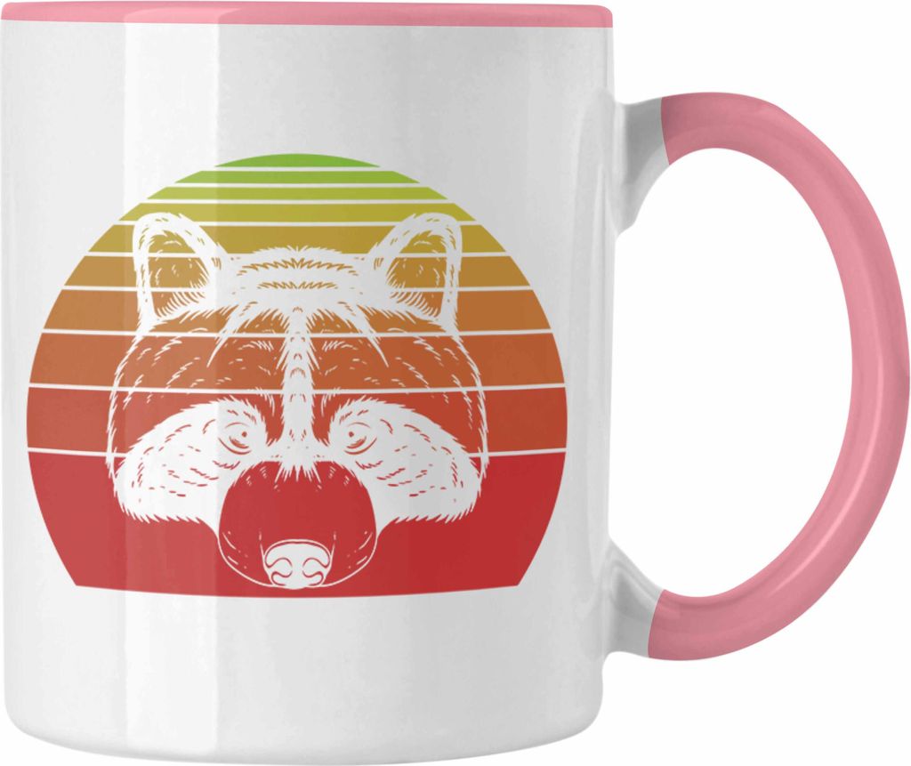 Trendation - Waschbär Geschenk Tasse Mapache Marder Raccoon Lustige Grafik (Rosa)