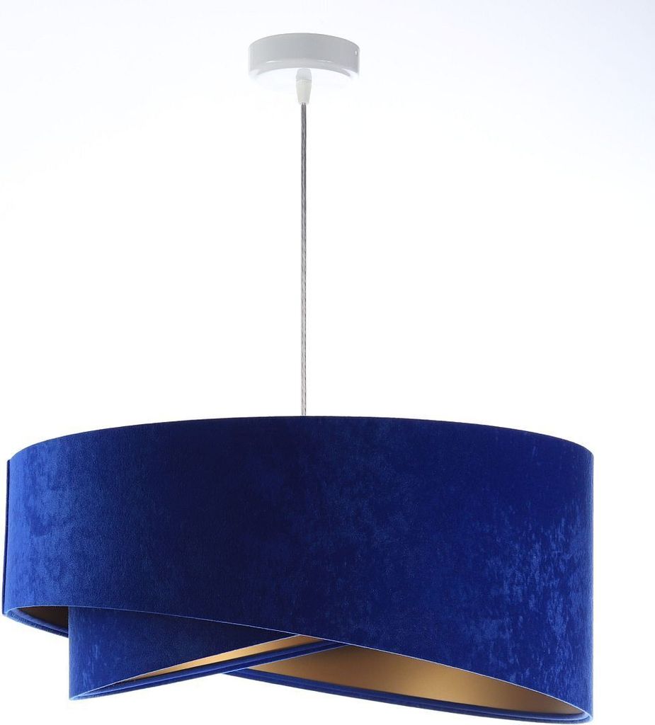 Pendelleuchte Stoff E27 rund D: 50 cm H: max. 102 cm in Weiß Kobaltblau Gold Modern Hängeleuchte Hängelampe