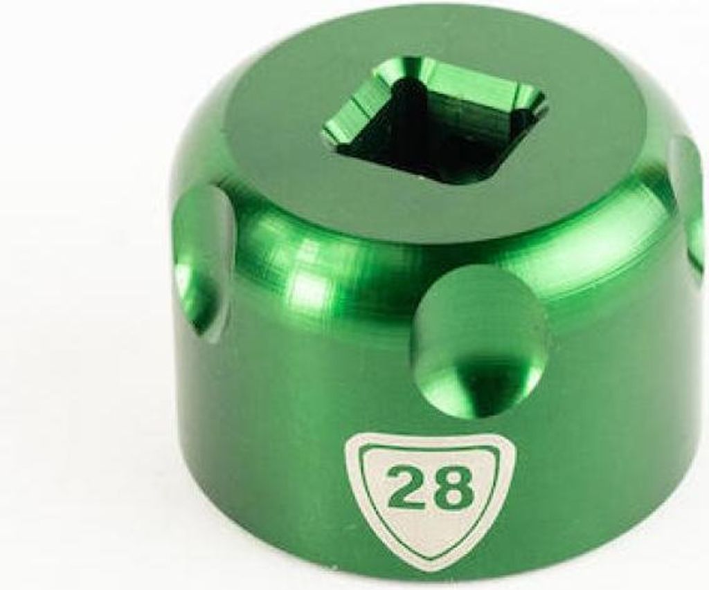 Abbey Tools Werkzeug für Federgabel Top-Caps 28 mm Grün - präzises Profi-Mont...