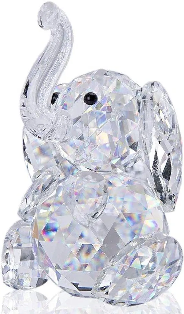 Décoration Feng Shui : Éléphant en cristal 10 cm pour salon et bureau