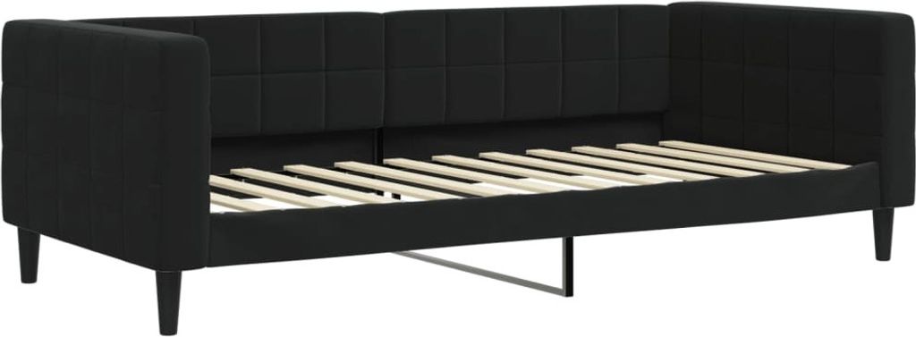 Sofa Z Funkcją Spania, Czarna, 90X200 Cm, Obita Aksamitem Zdjęcie produktu 