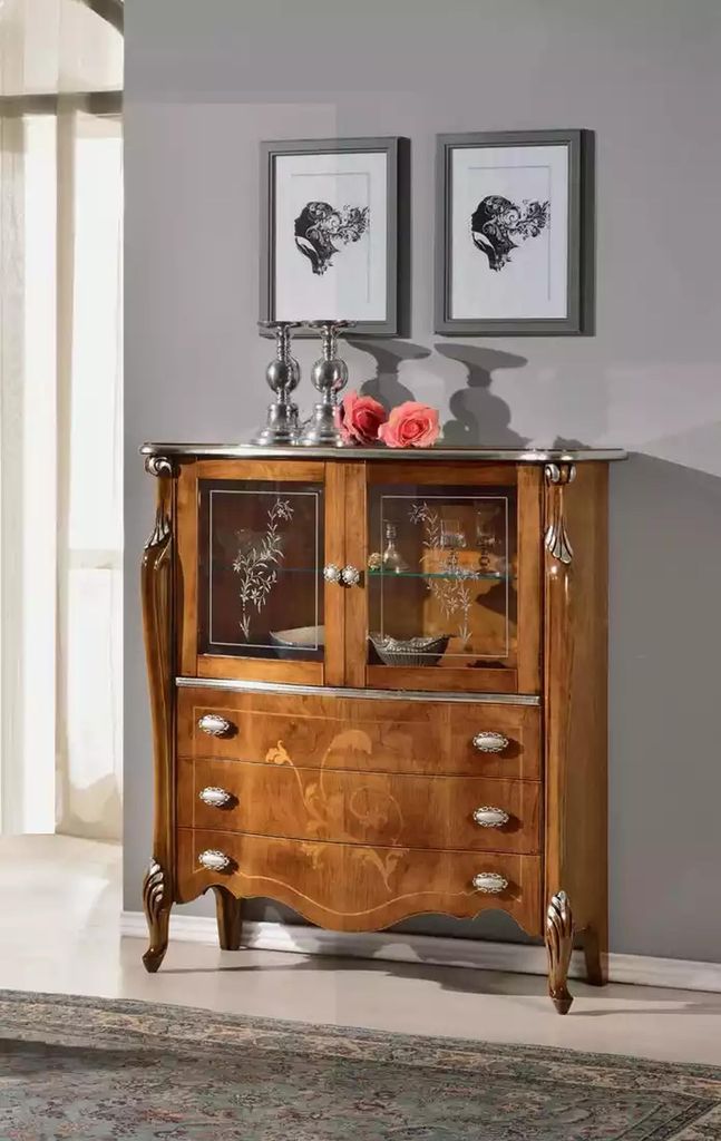 Exklusiver brauner Holzschrank mit Schubladen neu im Wohnzimmer