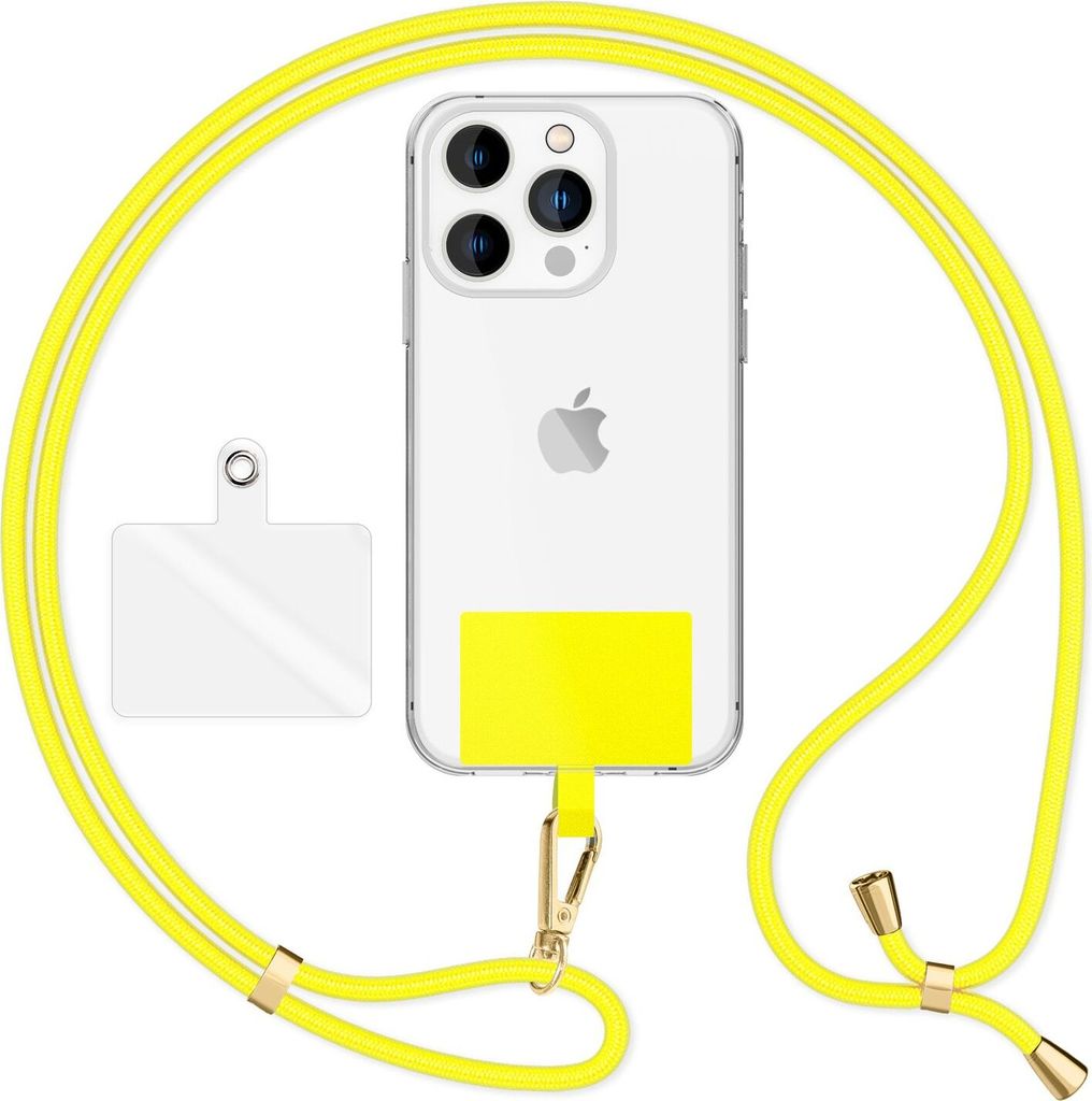 HoldMe Air Edition - Universal Lanyard mit 2 Pads & Karabinerhaken (gold) - 160cm Handyband zum Umhängen - Gelb