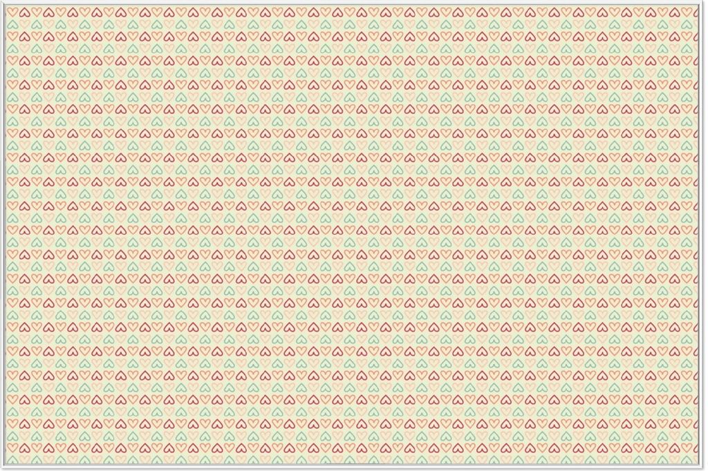 Wallario Wandbild Muster Herzen in rot, gelb und grün, symmetrisch angeordent, Größe: 61 x 91,50 cm, Poster mit weißem Aluminiumrahmen