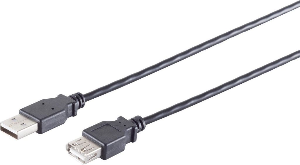 1m schwarz USB 2.0 Verlängerungskabel (Stecker A - Buchse A)