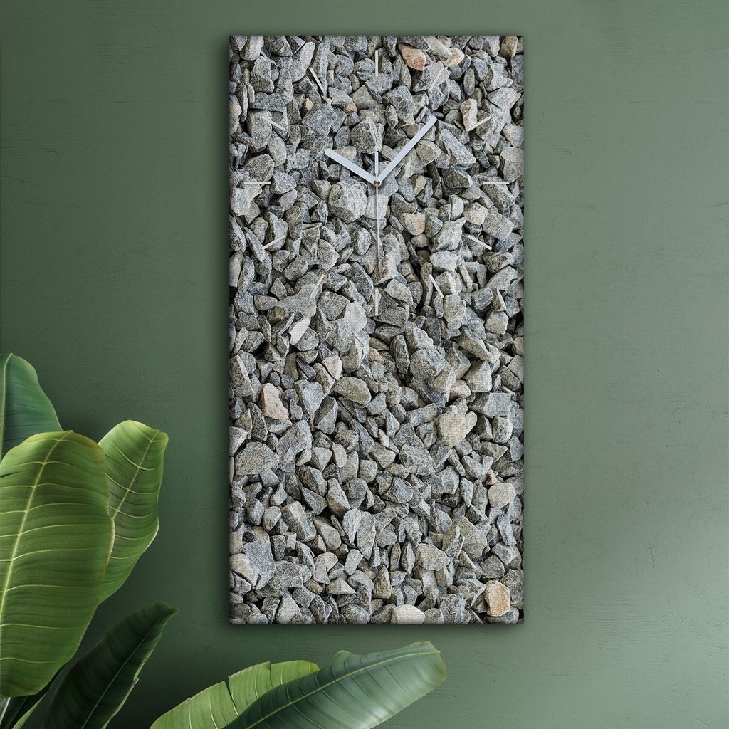 Wohnzimmer Leinwand Uhr Geräuschlos Küche 30x60 Natural, Steine, Motive, weiße Zeiger