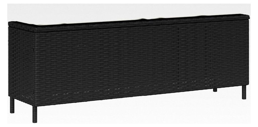 Gartenbank mit Kissen - Schwarzes Polyrattan - Stahlrahmen - UV-beständig - Ideal für Terrasse, Garten oder Deck - 110x30x40,5cm