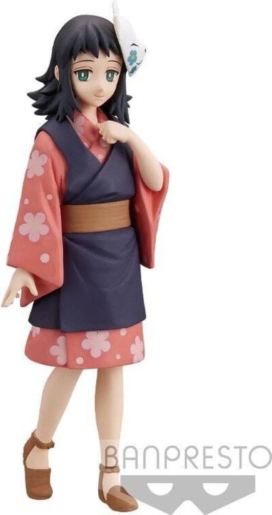 A full-body shot of a figurine of a character from Demon Slayer: Kimetsu no Yaiba.