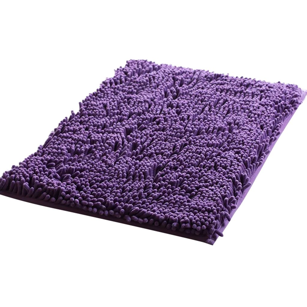 Feste Farbe Badezimmer Chenille Nicht rutschfestes Wasserabsorptionsprozle Toiletten Teppich-Lila ,Größen:50*80cm