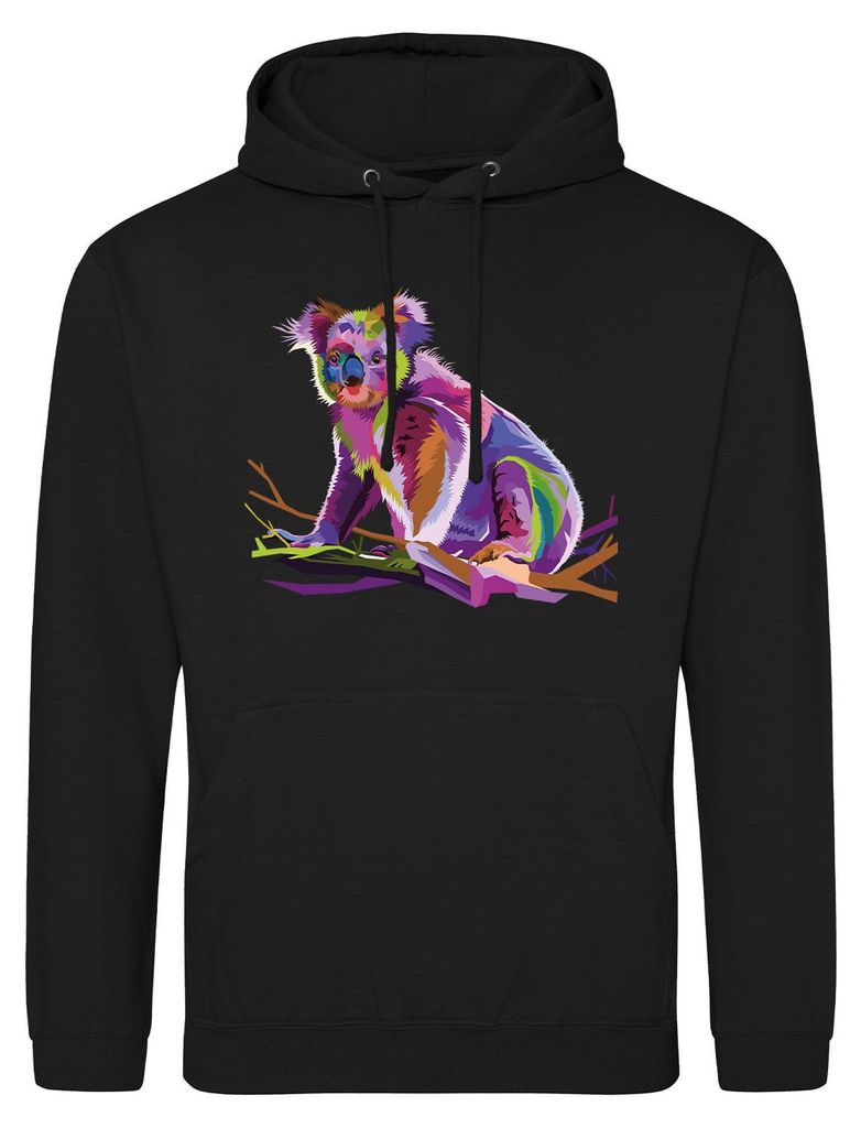 Huuraa Uni Hoodie Koala Colorful M Deep Black Vegan Sweatshirt Geschenkidee