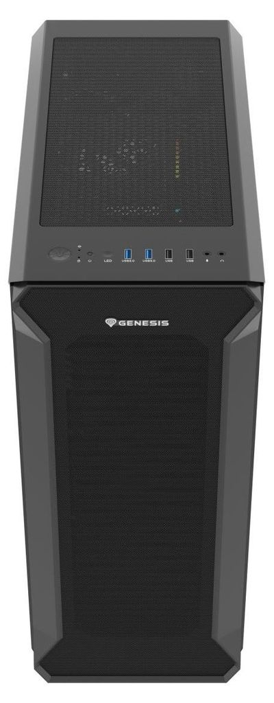 GENESIS Irid 505F, Midi Tower, PC, Schwarz, ATX, micro ATX, Mini-ITX, Stahl, Gehärtetes Glas, Gaming