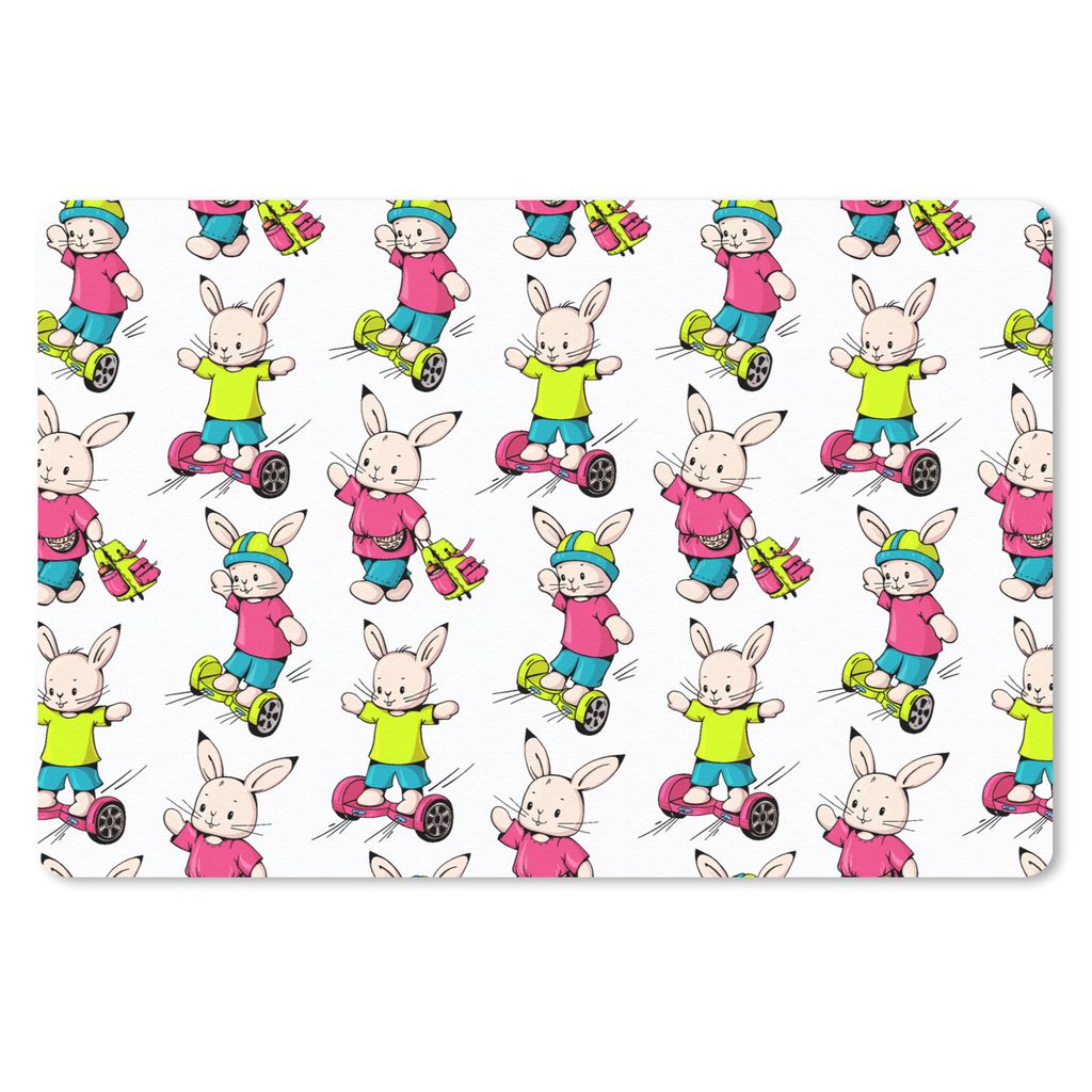 MuchoWow Schreibtischunterlage Schule - Kaninchen - Tiere - Kinder - Muster 60x40 cm - XXL Mauspad - Großes Mauspad