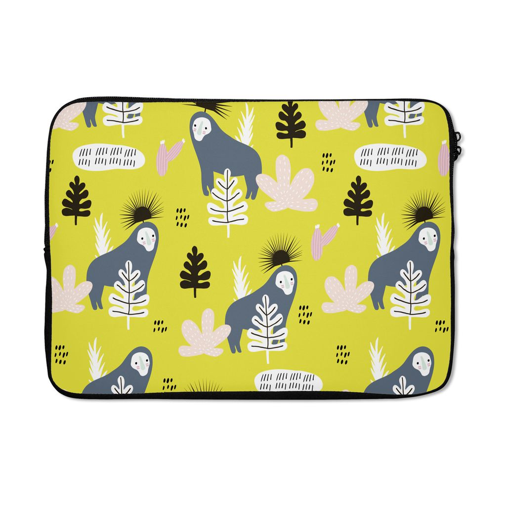 MuchoWow Laptop Hülle 13 Zoll Affe - Blatt - Gelb Laptoptasche - Laptophülle - Sleeve - Rundumschutz
