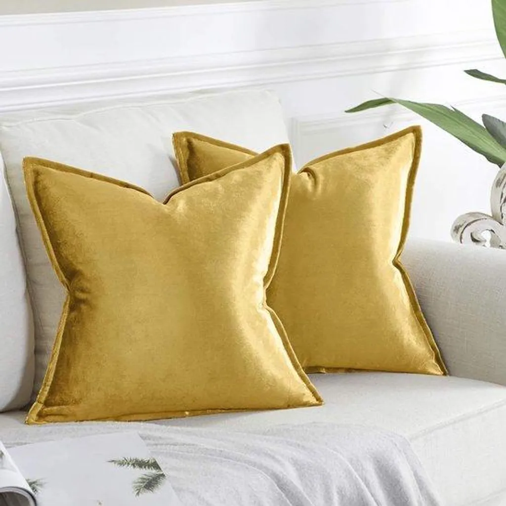 Lot de 2 housses de coussin en velours 45x45 cm avec imprimé doré chic