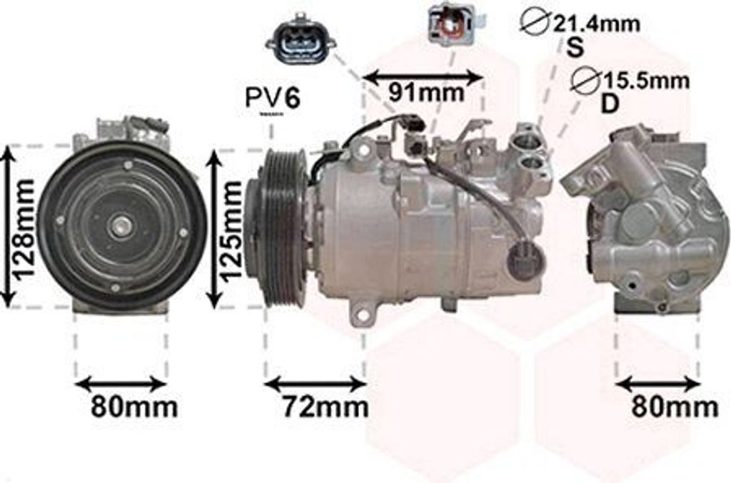VAN WEZEL 4300K628 6SBL14C Klimaanlage Klimakompressor PAG 46 R134a für RENAULT MEGANE III Grandtour (KZ0/1) Scénic III (JZ0/1) GRAND SCÉNIC III