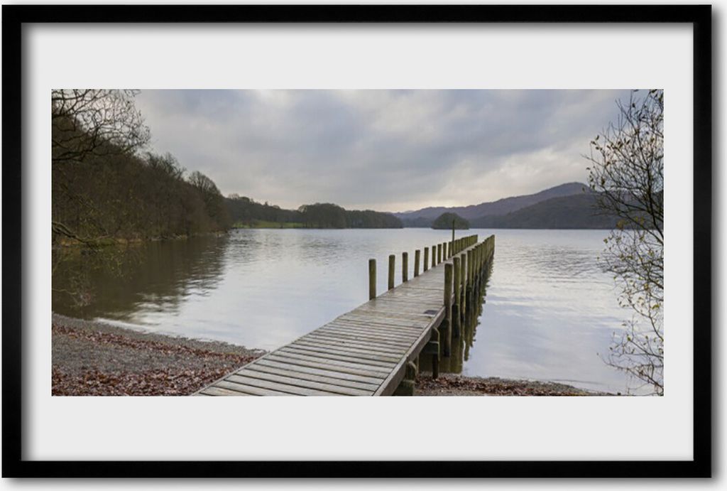 Bild 60x40 MDF-Rahmen Wandkunst Architektur Bridge Lake