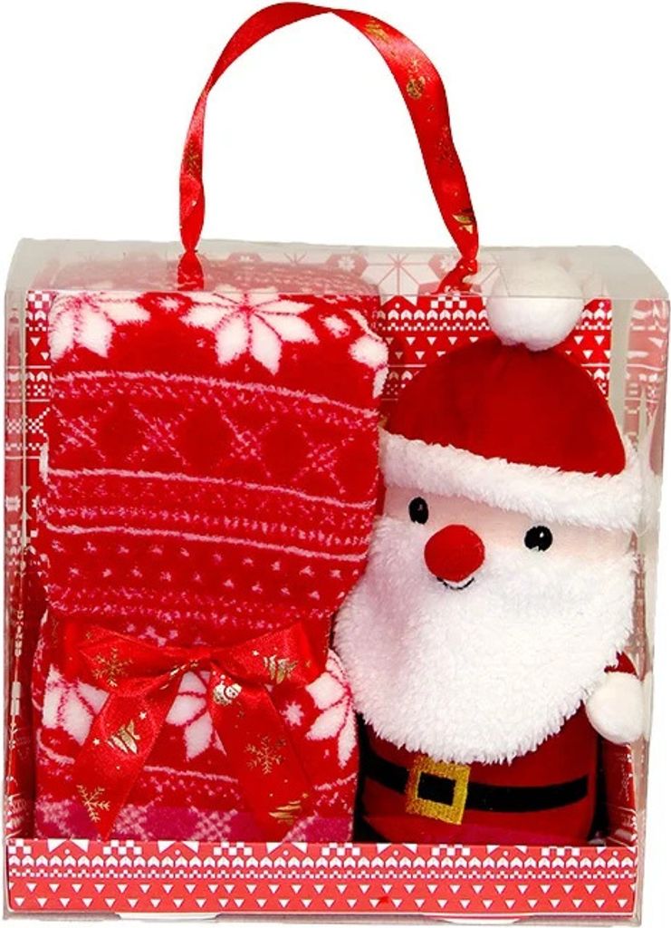 Unique Living - Geschenkbox Schneeflocke Weihnachtsmann Rot - 90x75cm