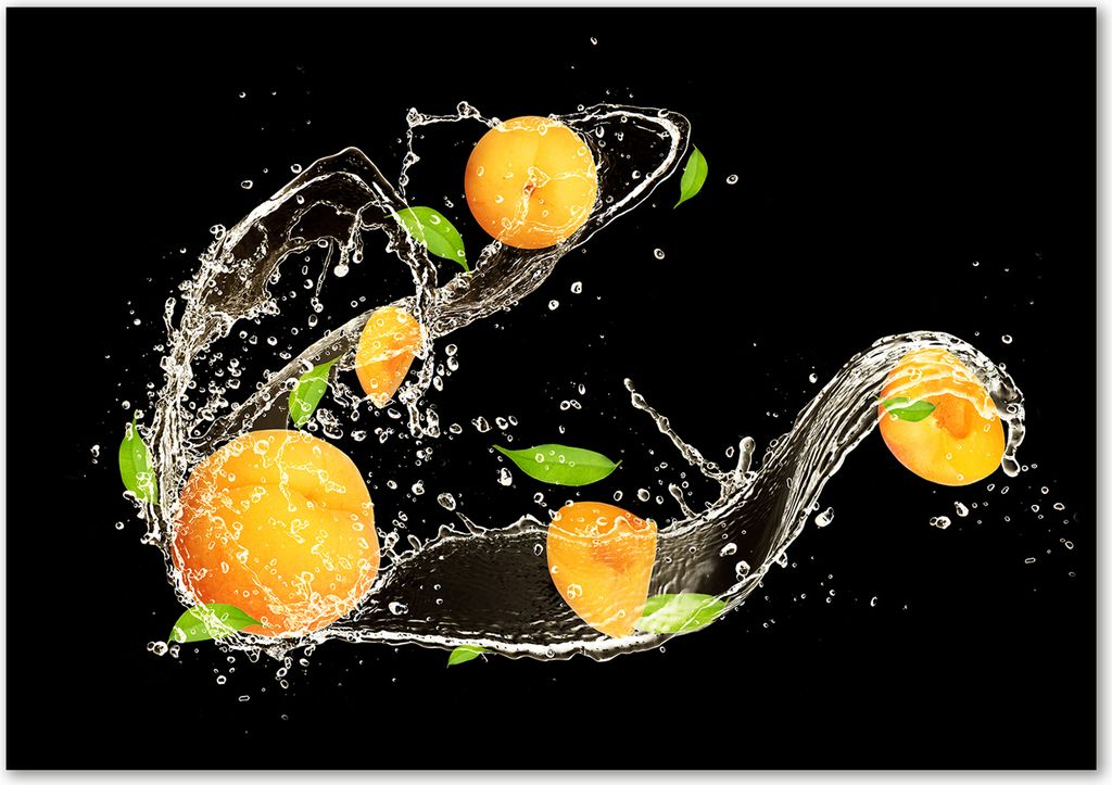 Tulup Leinwandbild - 100x70 cm - Wandkunst - Drucke auf Leinwand - Leinwanddruck - Essen & Getränke - Orange - Aprikosen Wasser