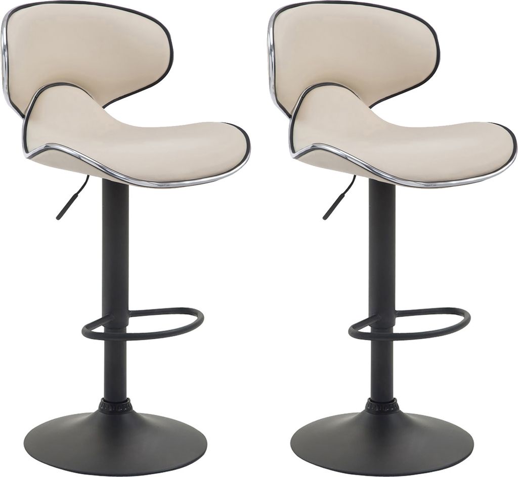 CLP 2er Set Barhocker Las Vegas V2 Kunstleder mit Fußstütze creme Gestell Farbe schwarz