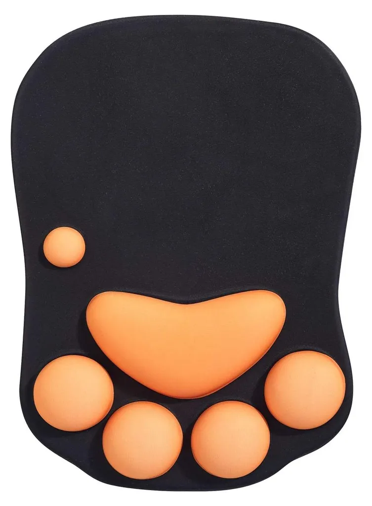 Tapis de souris de bureau et gaming avec repose-poignet patte chat