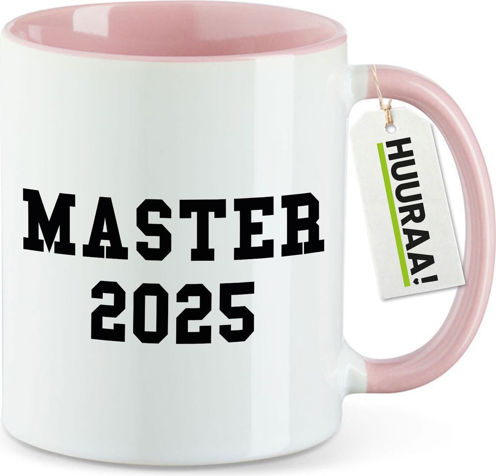 Huuraa Kaffeetasse Master 2025 Abschluss 330ml Rosa Keramik Kaffeebecher Geschenkidee