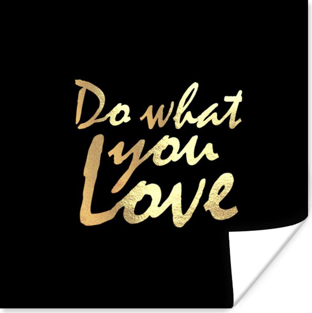 MuchoWow Poster Zitat - Liebe - Schwarz - Gold 100x100 cm - Babyzimmer