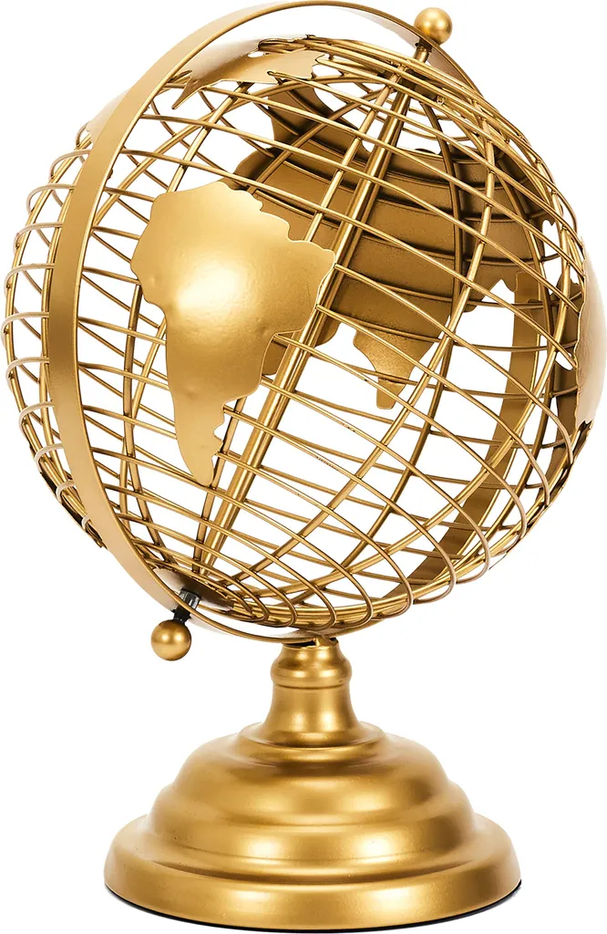 Globe Terrestre Doré Incassable - Décoration Durable en Métal de Qualité - 2
