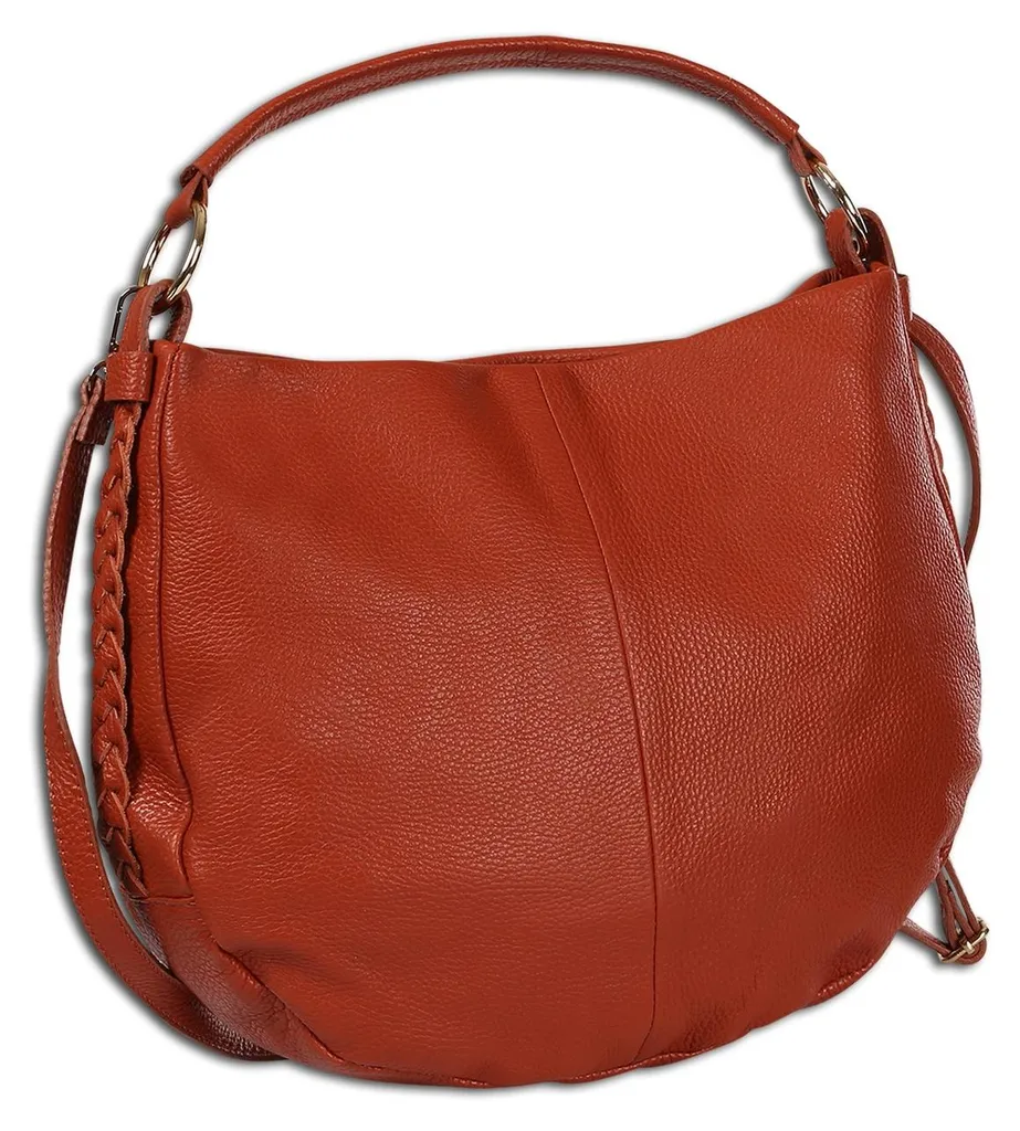 Grand sac bandoulière orange 40cm Toscanto en cuir synthétique souple