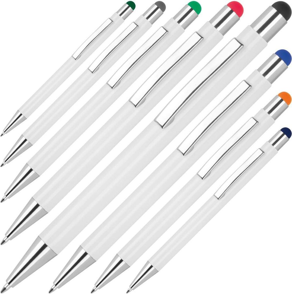 8 Touchpen Kugelschreiber / aus Metall / 8 Stylusfarben