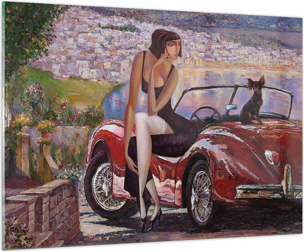 Bilder auf glas - frau modern - 100x70cm - Glasbilder - Wandbilder - Bilder - Kunstdruck - zum Aufhängen bereit - Wanddekoration aus Glas - Glas B...