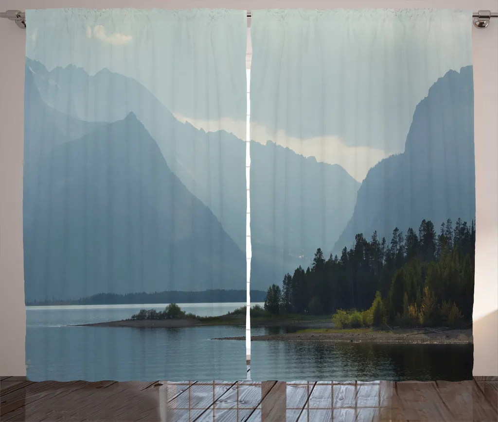 Décoration Murale Rideau Forêt et Montagne pour Salon Rustique Chic