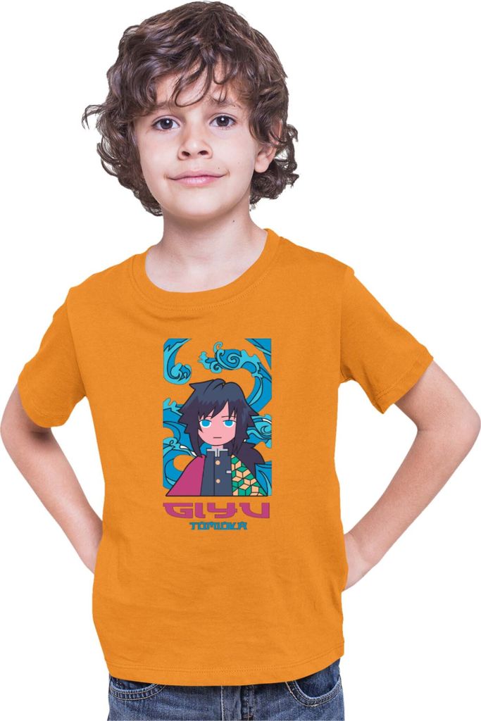 Kinder T-Shirt Japan Anime Manga Demon Anime Slayer Giyu Tomioka Hashira, 9-11 Jahr - 140 / Orange