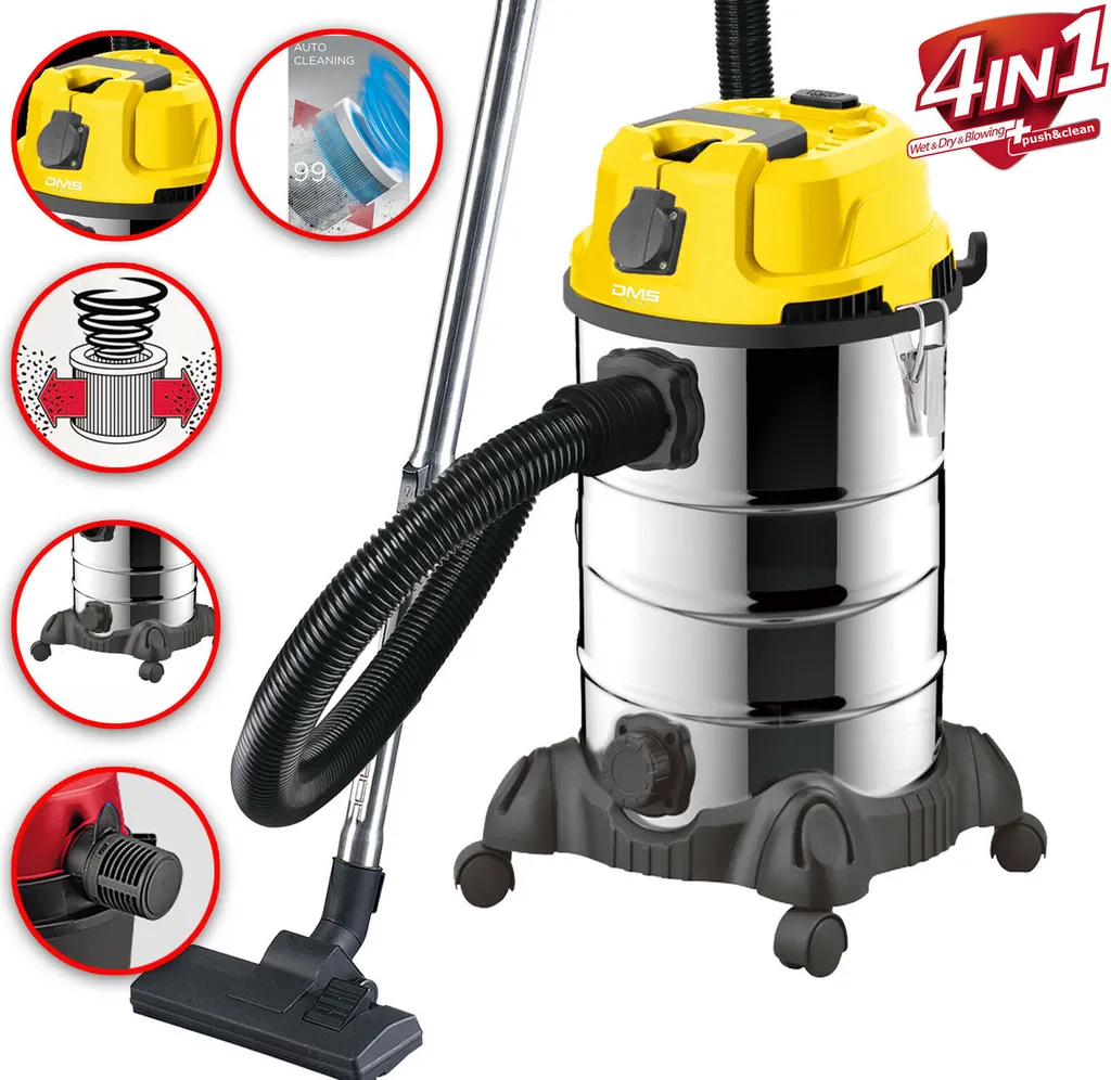 Aspiratore Industriale 4 in 1 DMS NTSC-30Y 2300W Giallo Professional - 1