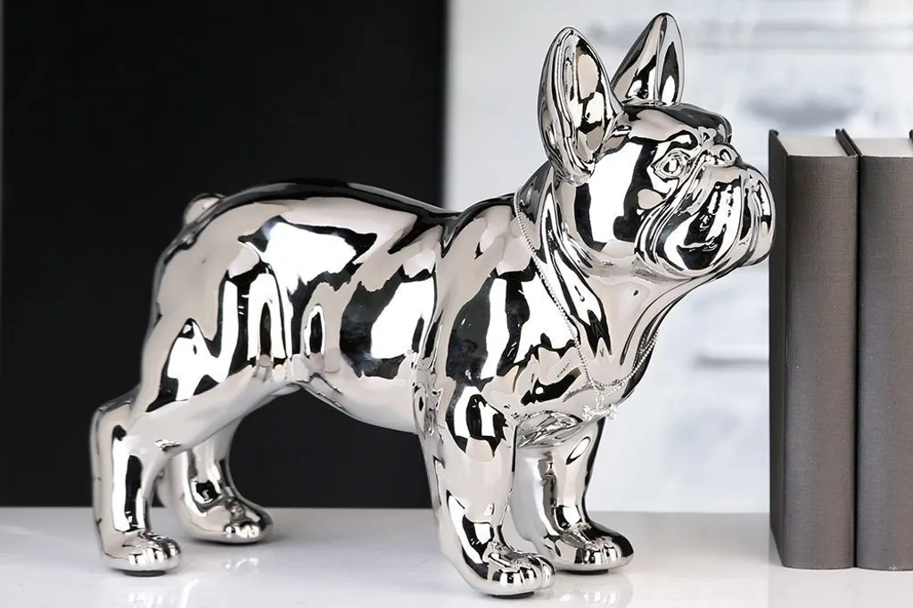 Figurine Bouledogue Argent 35cm : Déco Moderne pour Intérieur Chic - 2