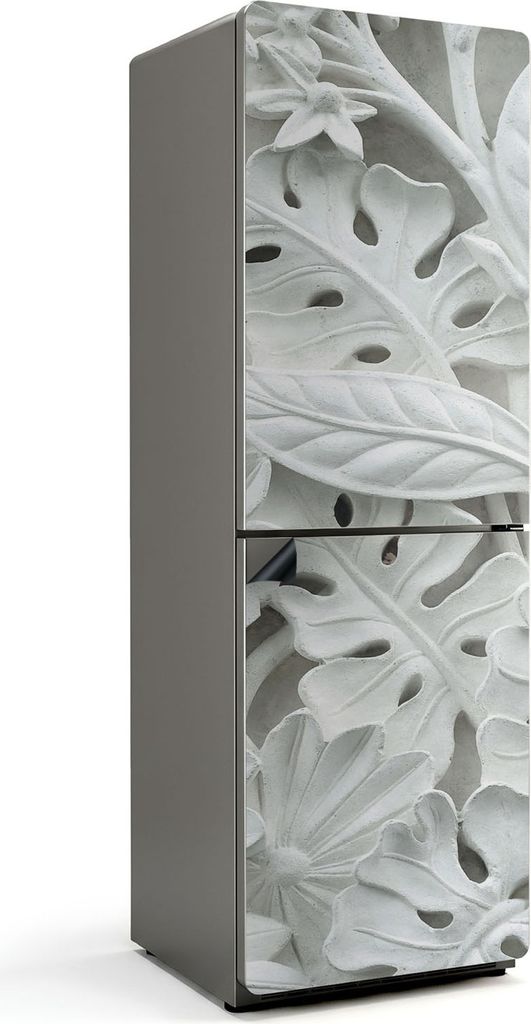 Reliefmuster aus Blättern und Blüten – Magnetische Kühlschrank Abdeckung – Dekorfolie magnetisch Küche – Kühlschrank Magnet Deko – sel...
