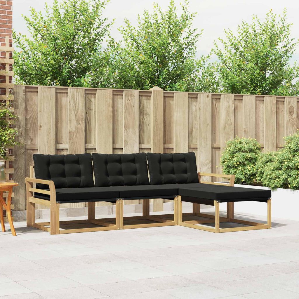 Möbel Outdoor-Sofagarnitur mit Kissen 4 pcs Weiß und SchwarzGartensofas - Gartensofas c3338