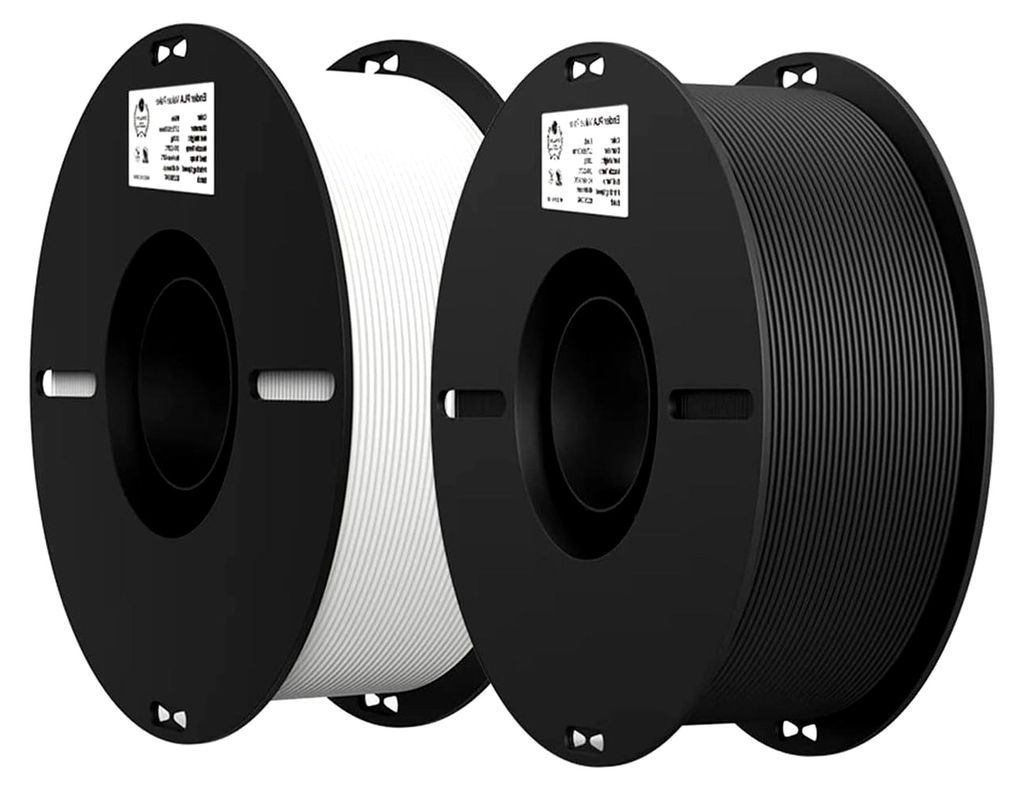 3D-Drucker-Filament, PLA, 1,75 mm, 2 kg, weiß und schwarz, für die meisten FDM-Drucker (2 Spulen Pack)