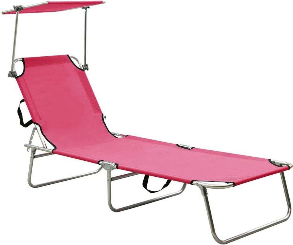 Klappliege mit Sonnendach Rosa Aluminium