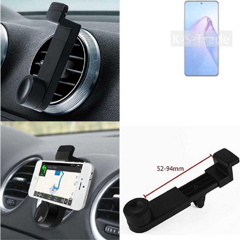K-S-Trade Lüftungshalterung kompatibel mit Oppo Reno8 Pro Global KFZ-Halterung Autohalterung Handy-halterung Lüftungsgitter Lüftungsschlitze