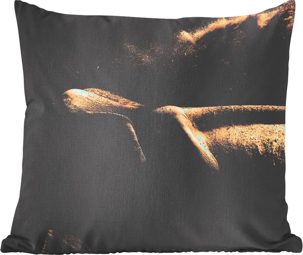 MuchoWow Zierkissen Sofakissen Wohnzimmer Dekokissen 50x50 cm Elefant - Schlamm - Tiere - Schwarz - Komfort - Sofakissen