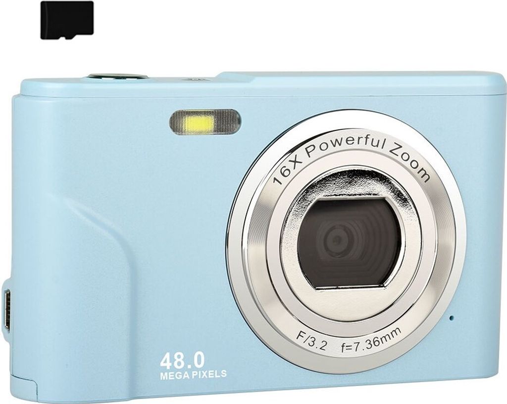 INF DC311 Kompakte Digitalkamera mit 32GB TF-Karte Hellblau
