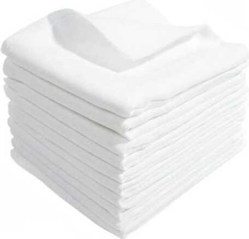 A stack of white fabric diapers.