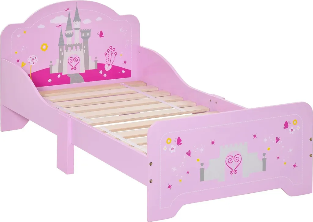Lit d'enfant en bois naturel avec barrière de sécurité pour junior dès 3 ans