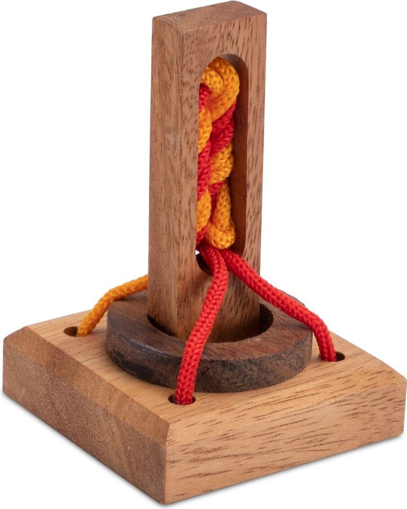 Verrückter Ring – Schnurpuzzle aus Holz | Denkspiel mit zwei Kordeln & Ring - 1 Spieler